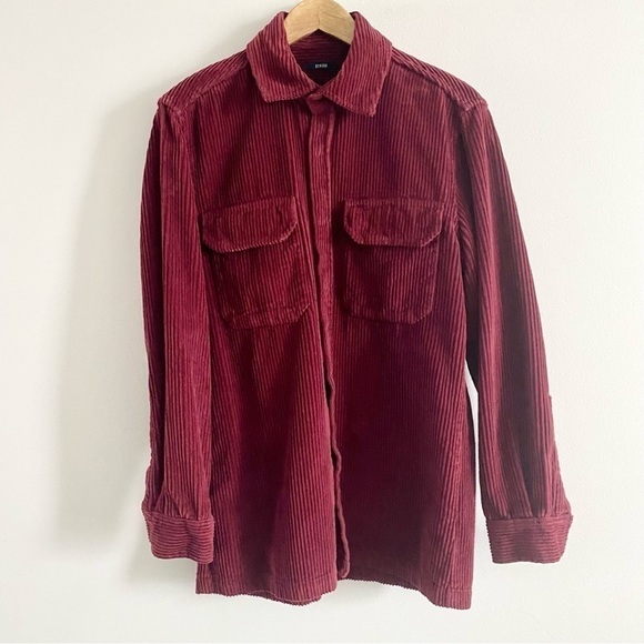𝅺BENSON Asheville Snap Button Corduroy Cotton Shirt Jacket Plum Red Down Casual - Picture 3 of 15